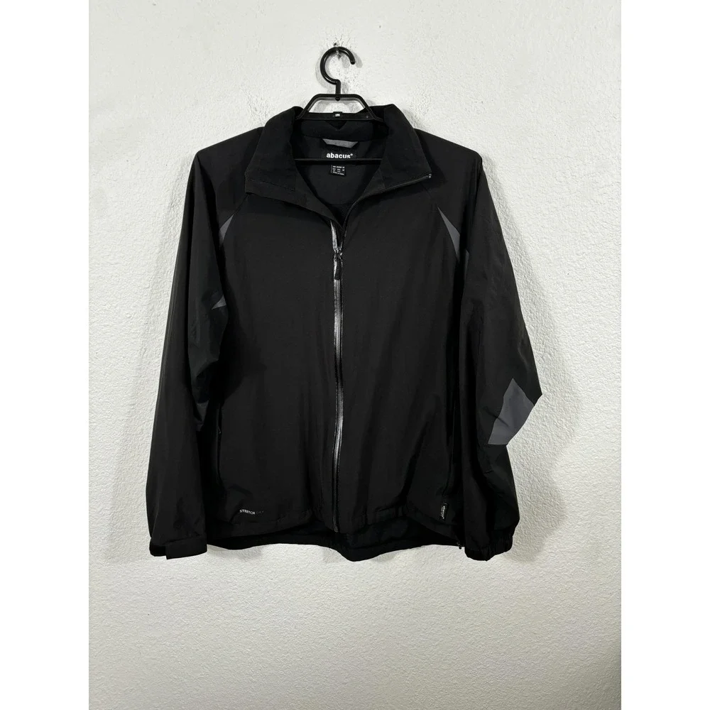 Abacus Jacket Mens 2XL Black Stretch Dry Full Zip‎ Windbreaker Golf Outdoor Coat